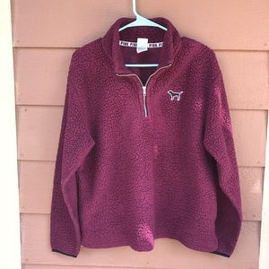 VS PINK Maroon Quarter Zip Pullover